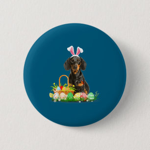 Cute dachshund easter day bunny eggs easter costum 6 cm round badge