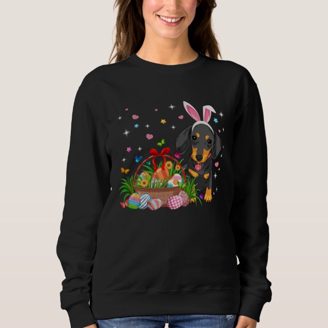 Cute Dachshund Easter Day Bunny Eggs Easter Costum Sweatshirt (Front)
