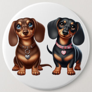 Cute dachshund friends 6 cm round badge