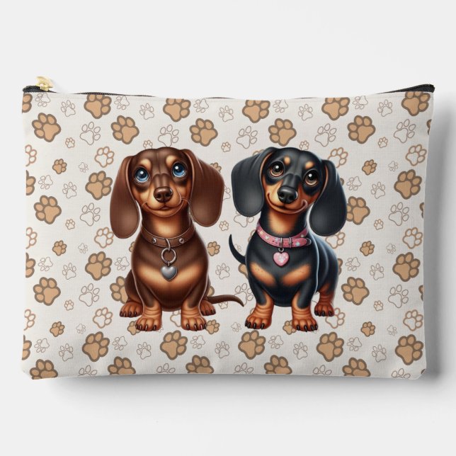 Cute dachshund friends accessory pouch (Front)