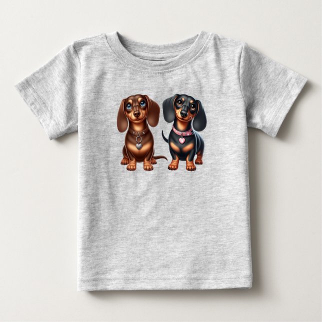 Cute dachshund friends baby T-Shirt (Front)