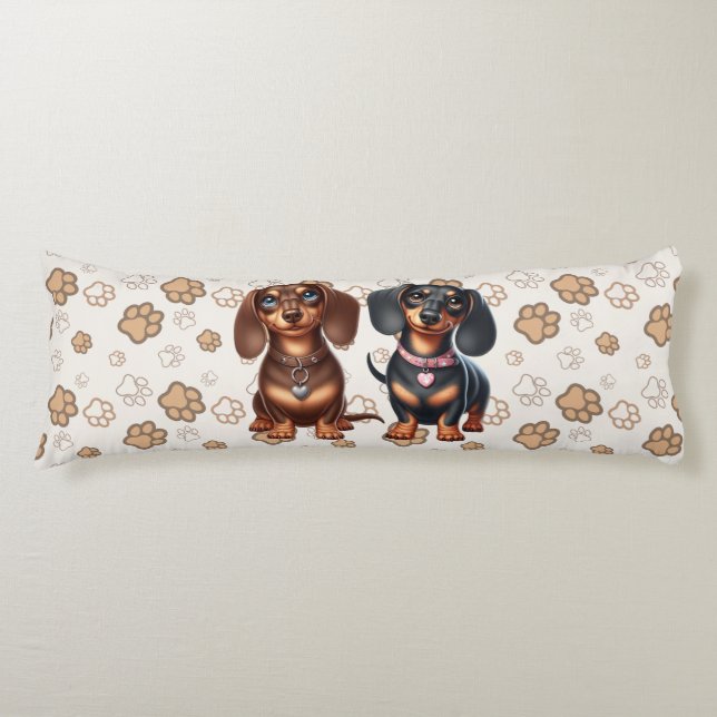 Cute dachshund friends body cushion (Front)