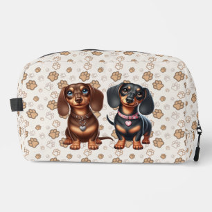 Cute dachshund friends dopp kit