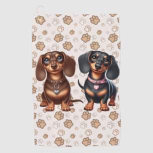 Cute dachshund friends golf towel