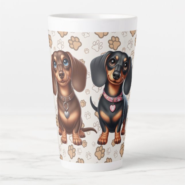Cute dachshund friends latte mug (Front)