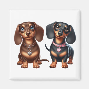 Cute dachshund friends magnet