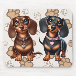 Cute dachshund friends mouse pad
