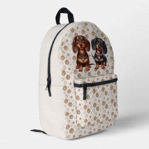 Cute dachshund friends printed backpack