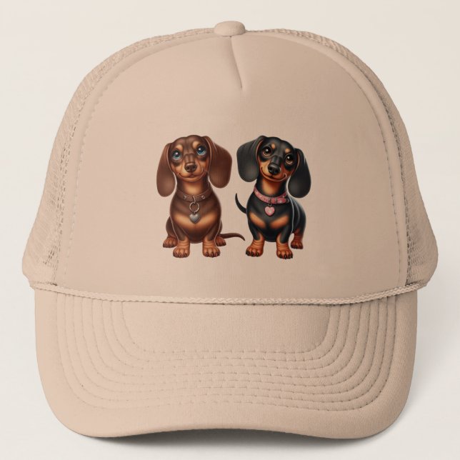 Cute dachshund friends trucker hat (Front)