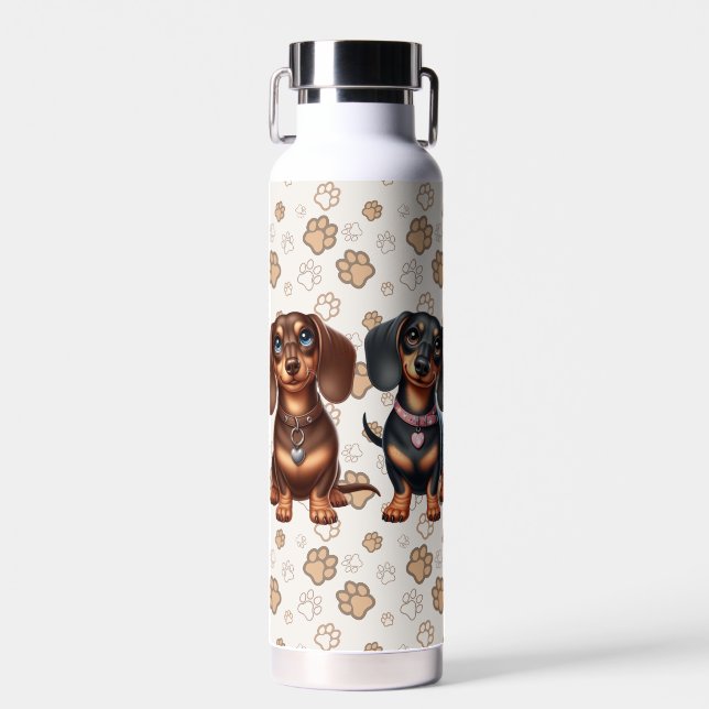 Cute dachshund friends water bottle (Front)