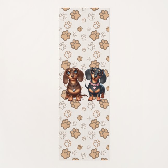 Cute dachshund friends yoga mat (Front)