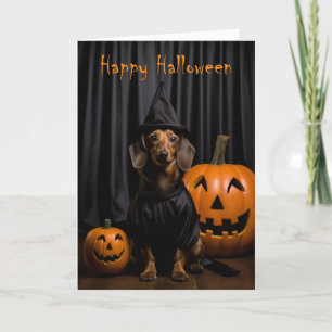 Cute Dachshund Halloween Card