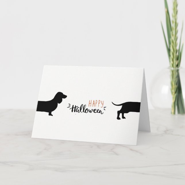 Cute dachshund Halloween Card (Front)