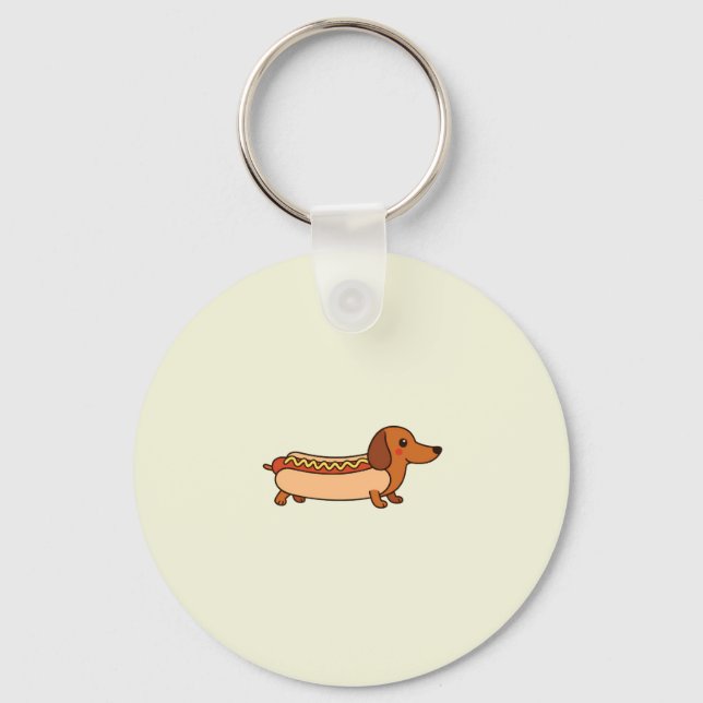 Cute dachshund hotdog  key ring (Front)