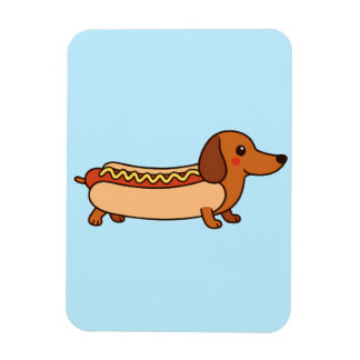 Cute dachshund hotdog magnet