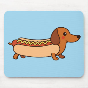 Cute dachshund hotdog mouse pad