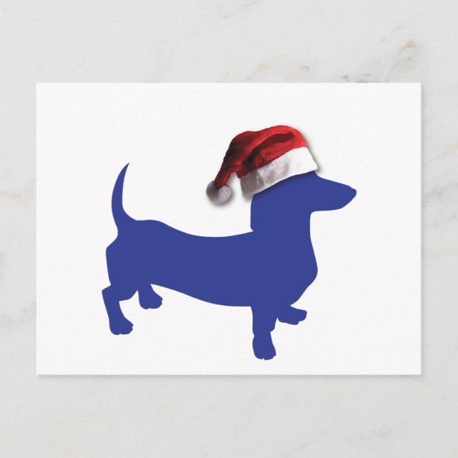 Cute Dachshund in a Santa Hat Holiday Postcard (Front)