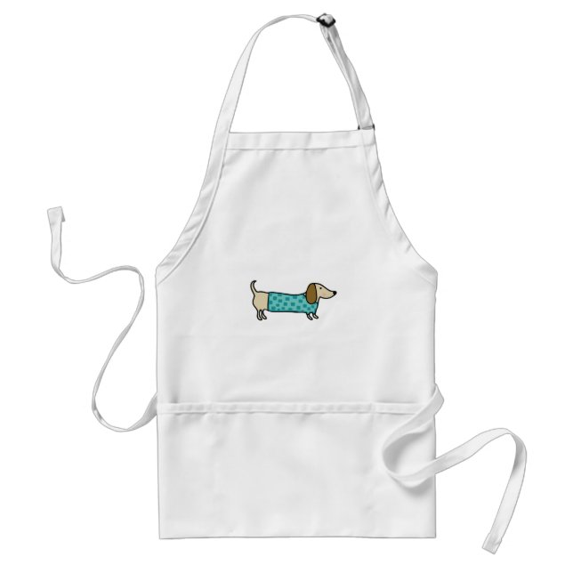 Cute dachshund in mint blue standard apron (Front)
