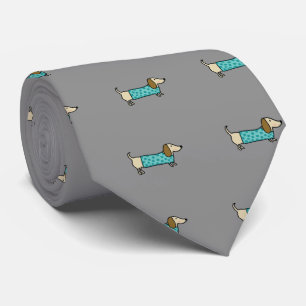 Cute dachshund in mint blue tie