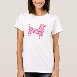 Cute Dachshund in Pink Hearts T-Shirt