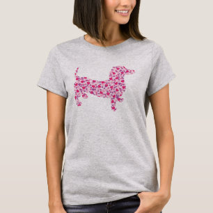 Cute Dachshund in Pink Hearts T-Shirt