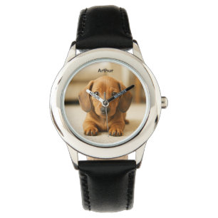 Cute Dachshund Kid's Pedrsonalized Watch