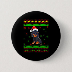 Cute Dachshund Long Dog Mom Merry Xmas New Year 6 Cm Round Badge