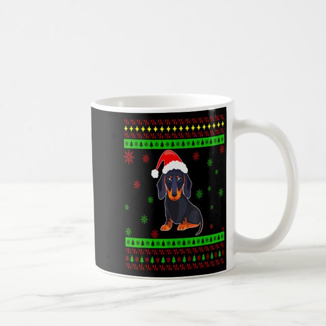 Cute Dachshund Long Dog Mom Merry Xmas New Year  Coffee Mug (Right)