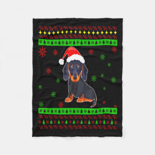 Cute Dachshund Long Dog Mom Merry Xmas New Year Fleece Blanket