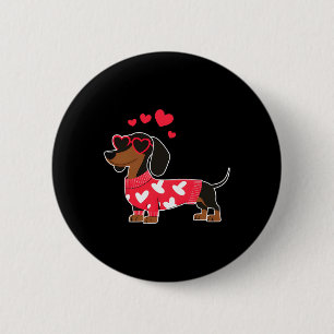 Cute Dachshund Mama Valentine Heart With Sungl Wie 6 Cm Round Badge