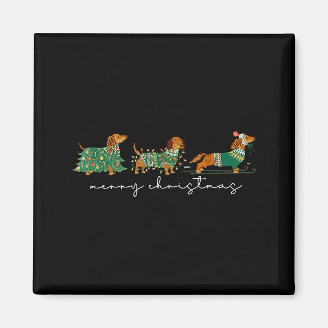 Cute Dachshund Merry Christmas Weiner Dog Lover Xm Magnet (Front)