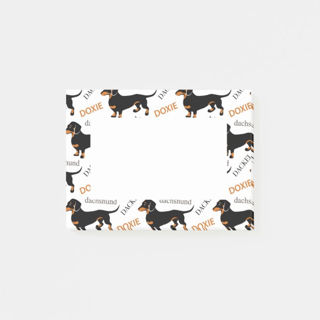 Cute Dachshund or Doxie Pattern Post-it Notes (Front)