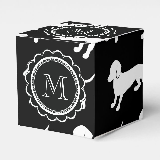 Cute Dachshund Pattern Favour Box (Front Side)