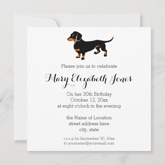 Cute Dachshund Pattern Invitation (Back)