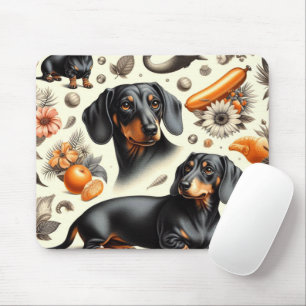 Cute Dachshund Pattern Mouse Pad
