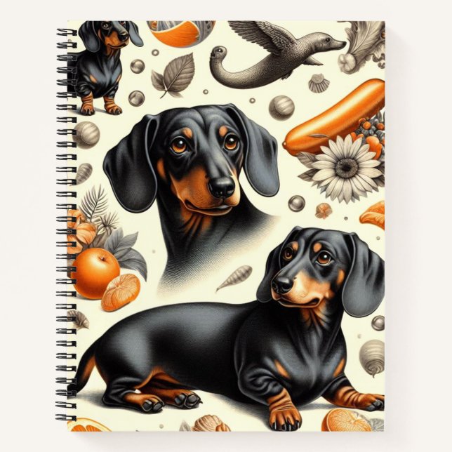 Cute Dachshund Pattern Notebook (Front)