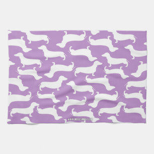 Cute Dachshund Pattern Perfect Gift for Doxie Love Tea Towel