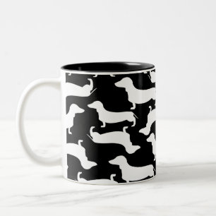 Cute Dachshund Pattern Perfect Gift for Doxie Love Two-Tone Coffee Mug