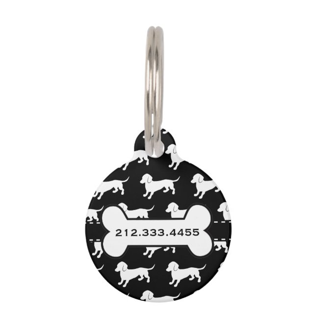 Cute Dachshund Pattern Pet Tag (Back)