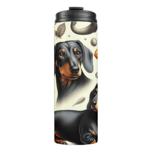 Cute Dachshund Pattern Thermal Tumbler