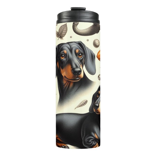 Cute Dachshund Pattern Thermal Tumbler (Front)