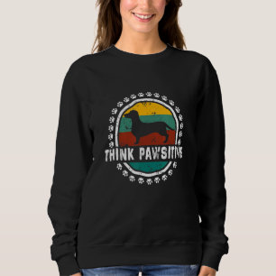 Cute Dachshund Pawprint Vintage Retro Dog Think Pa Sweatshirt