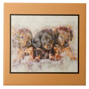 Cute DACHSHUND PUPPIES Pet Love, Dog KEEPSAKE Ceramic Tile