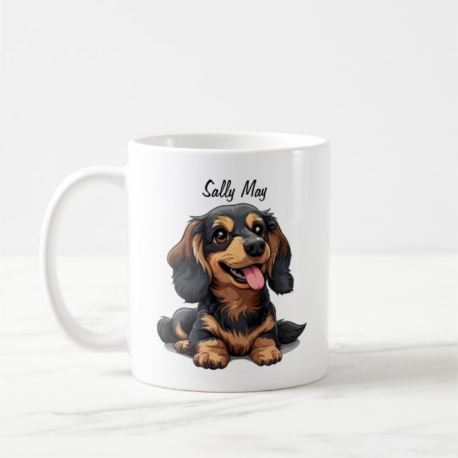 Cute Dachshund Puppy Coffee Cup Custom (Left)
