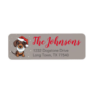 Cute Dachshund Puppy Dog Address Label Christmas Return Address Label