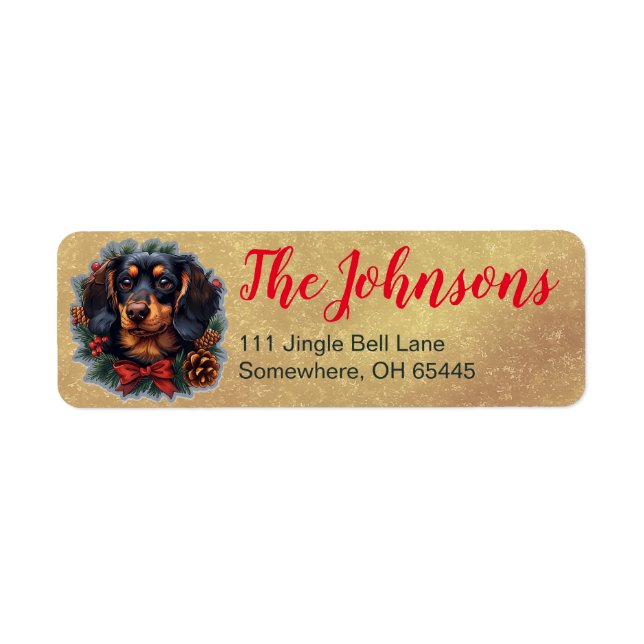 Cute Dachshund Puppy Dog Christmas Address Label Return Address Label (Front)