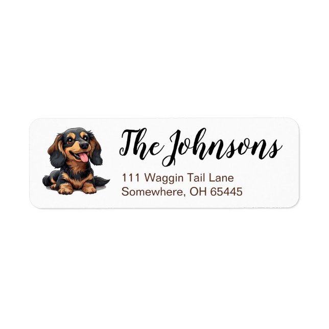 Cute Dachshund Puppy Dog Custom Address Label Return Address Label (Front)