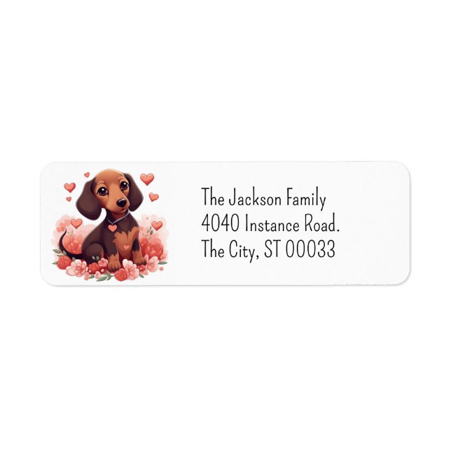 Cute Dachshund Puppy Kawaii Chibi Return Address Label (Front)