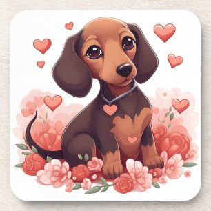 Cute Dachshund Puppy Love Coaster