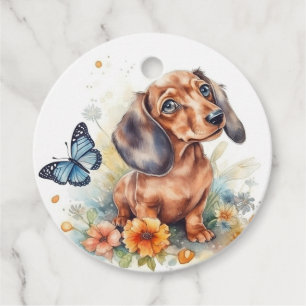 Cute Dachshund Puppy Thank You Favour Tags